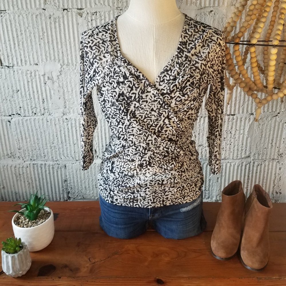"SALE"Black & Cream Batik Anthropologie Top Size S